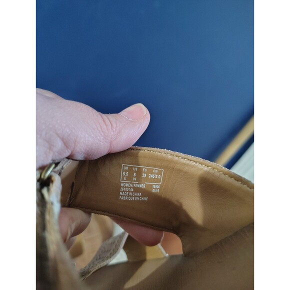 Clarks Collection Women's Size 8 Brown Open Toe Wedge Strap Sandals Slip On - Picture 5 of 7